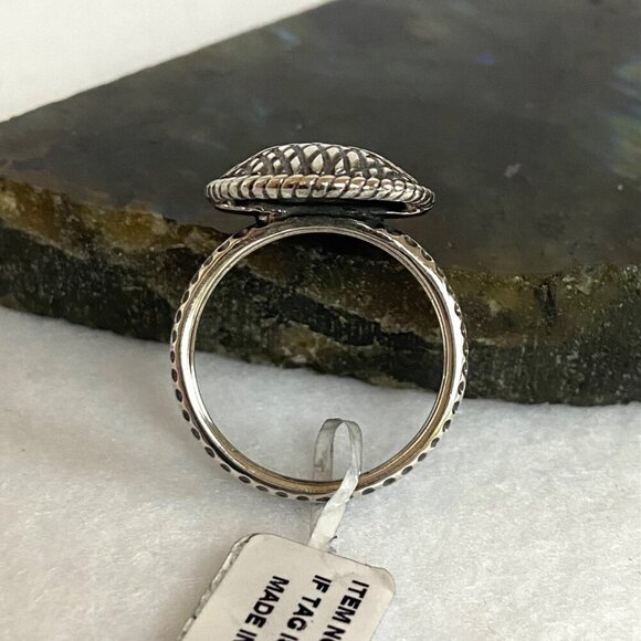 Signed D'Joy Sterling Silver 925 Round Hammered Disc Textured Band Ring Sz 8.75 - Picture 6 of 16